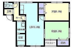 オリーブハウス 2-2 ｜ 秋田県大仙市四ツ屋字下新谷地（賃貸アパート2LDK・2階・55.77㎡） その2