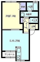 ムーンハイム 1DKの間取図画像