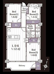 習志野台マンション 3LDKの間取図画像