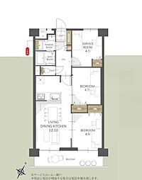 グリーンプラザ八柱第1 802号室 3LDKのリビング/ダイニング