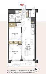 マンション第八松戸 2LDKの間取図画像