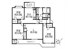 西船橋グリーンハイツ13 3LDKの間取図画像