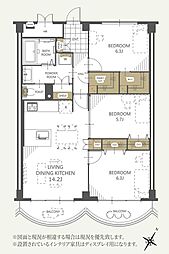 パイロットホーム7棟 3LDKの間取図画像