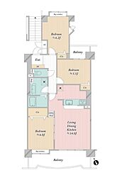 アトラス松戸A棟 3LDKの間取図画像