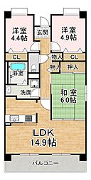 王塚東シティコート 3LDKの間取図画像