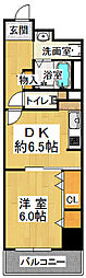 西鈴蘭台シティコート西鈴蘭台南住宅 1DKの間取図画像