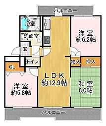 井吹東シティコート3号棟 3LDKの間取図画像