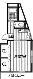 プロスパーセブン 1Kの間取図画像
