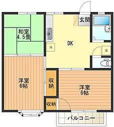 たちばな（橘） 2階3DKの間取り