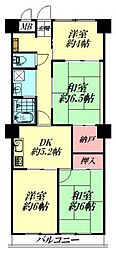 旭コーポラス一番町A棟 4DKの間取図画像