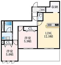 大阪府堺市中区深井東町3057-2（賃貸マンション2LDK・1階・61.56㎡） その2