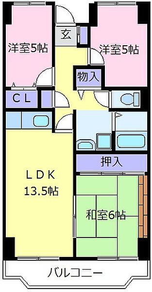 大阪府河内長野市小山田町(賃貸マンション3LDK・2階・68.64㎡)の写真 その2