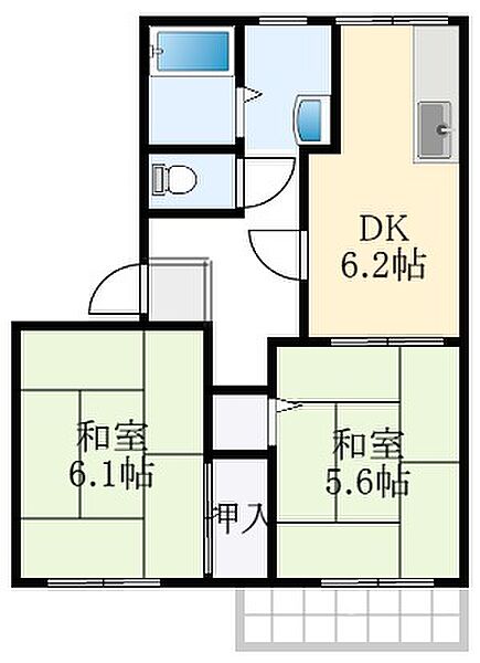 大阪府堺市東区日置荘西町1丁(賃貸アパート2DK・2階・43.48㎡)の写真 その2