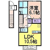 リェス　ソーンツェ　A棟  ｜ 栃木県鹿沼市緑町3丁目（賃貸アパート1LDK・2階・46.54㎡） その2