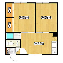 フラワーハイツ 2DKの間取図画像
