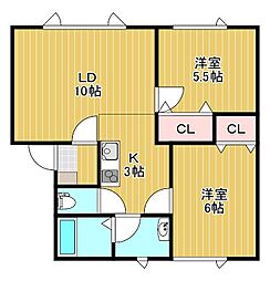 サザンクロスハイツ 2LDKの間取図画像