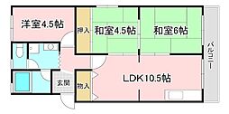 JR東海道・山陽本線 守山駅 徒歩13分の賃貸マンション 4階3LDKの間取り