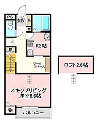 BelleLead悠 1Kの間取図画像