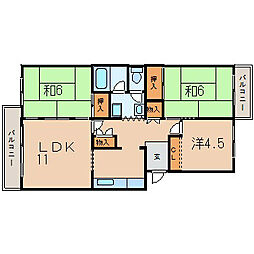 守山駅前東住宅1号棟 3LDKの間取図画像