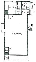 ベルハイムタマチ 1Kの間取図画像