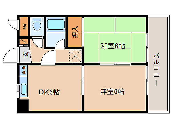 サンパレス21奈良II 404｜奈良県奈良市北之庄町(賃貸マンション2DK・4階・39.24㎡)の写真 その2