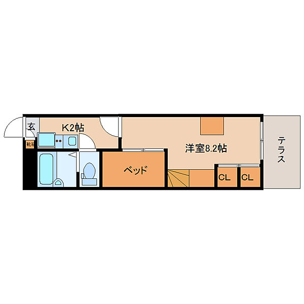 レオパレスグランディール 104｜京都府木津川市州見台7丁目(賃貸マンション1K・1階・22.35㎡)の写真 その2