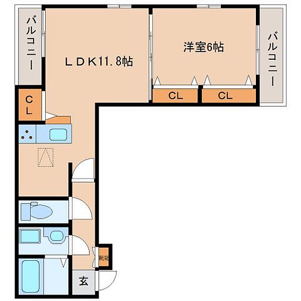 ラ・フルレックス 103｜京都府木津川市城山台1丁目(賃貸アパート1LDK・1階・45.80㎡)の写真 その2