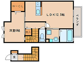 クレール森本3 202 ｜ 奈良県奈良市南京終町643-2（賃貸アパート1LDK・2階・52.14㎡） その2