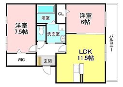 メイプルコート2 2LDKの間取図画像