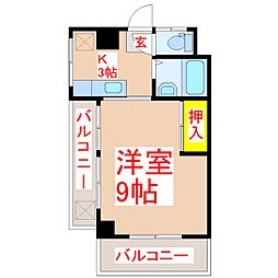 南ビル 1Kの間取図画像