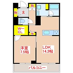 シャーメゾンプレミア鹿児島駅前 1LDKの間取図画像