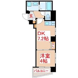 Modena甲突 1DKの間取図画像