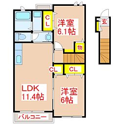 花水木 2LDKの間取図画像