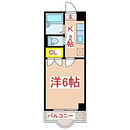 エクシード2 1Kの間取図画像