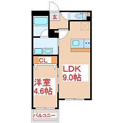 リテラス清水 1LDKの間取図画像