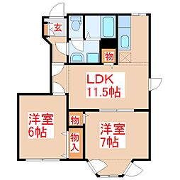 ブラサム平山2 2LDKの間取図画像