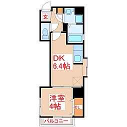 さくらヒルズ千日町 1DKの間取図画像