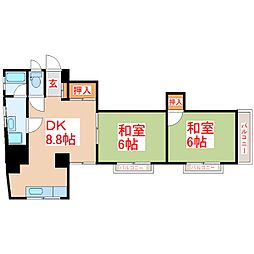ファミリーコーポ福留 2DKの間取図画像