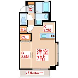 Kanon ワンルームの間取図画像