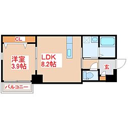 エルミタージュ長田 1DKの間取図画像