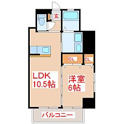 メルヴェーユ 1LDKの間取図画像