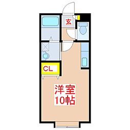 cube9 ワンルームの間取図画像