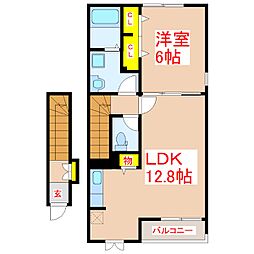 ルトゥール 1LDKの間取図画像