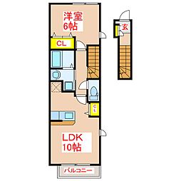 プリムローズC 1LDKの間取図画像