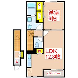 ルトゥール 1LDKの間取図画像