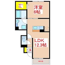 カルチェ 1LDKの間取図画像