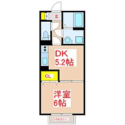 メルベーユ・S 1DKの間取図画像