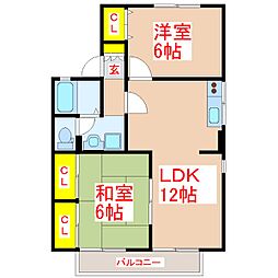 セジュールK 2LDKの間取図画像