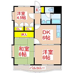 N.S.Gate加治木 3DKの間取図画像