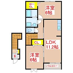 メゾン・ドリーム1 2LDKの間取図画像
